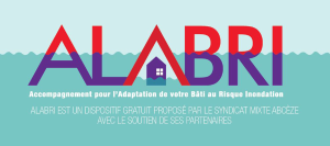 Image : ALABRI : Accompagnement pour l'Adaptation de votre Bâti au Risque Inondation. Alabri est un dispositif gratuit proposé par le syndicat mixte Abcèze, avec le soutien de ses partenaires.